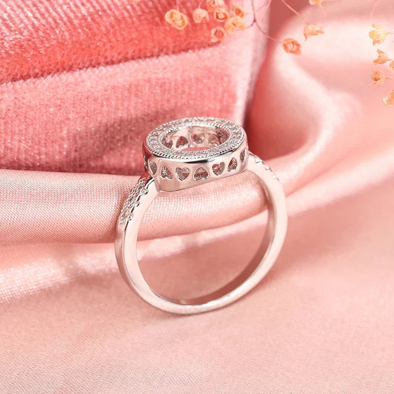 Excellent Round Zircon Ring 925 Sterling Silver AAAA Crystal Inlaid Wedding Ring Female Jewelry Wedding Bride Simple Jewelry LUXLIFE BRANDS