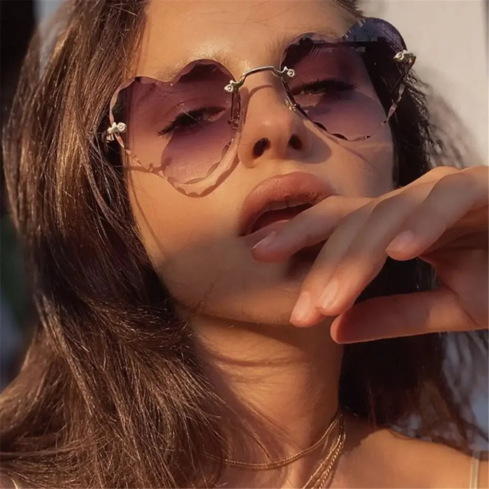 Heart-Shaped Rimless Sunglasses UV400 Luxlife Brands