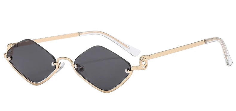 Fashion Small Polygonal Sunglasses Women Brand Metal Half Frame Glasses Ladies Hipster Sexy Cat Eye Shades Vintage