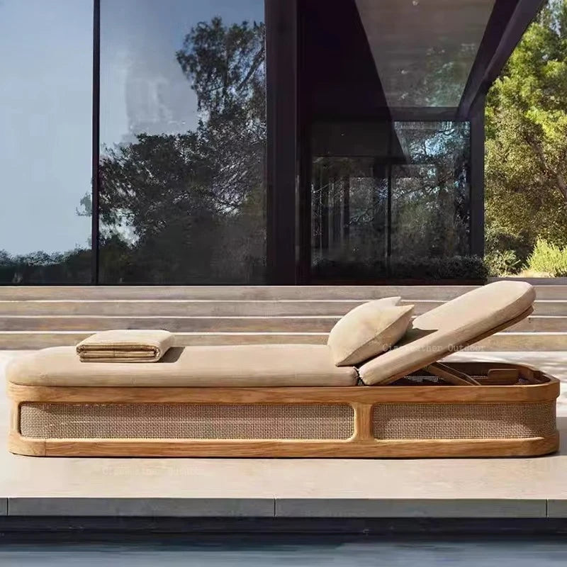 High-end outdoor furniture garden courtyard villa luxury bed leisure hotel swimming pool teak sun bath bed set