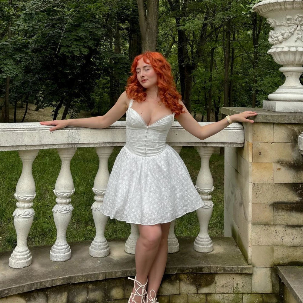 Summer White Cotton Mini Dress