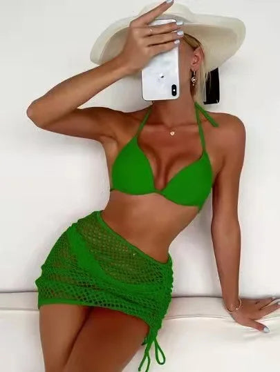 Nadanbao Sexy Mesh Solid Bikini Set Swimsuits for Woman Backless Travel Party Swimwear Female Summer Beach Fashion Bikini Luxlife Brands