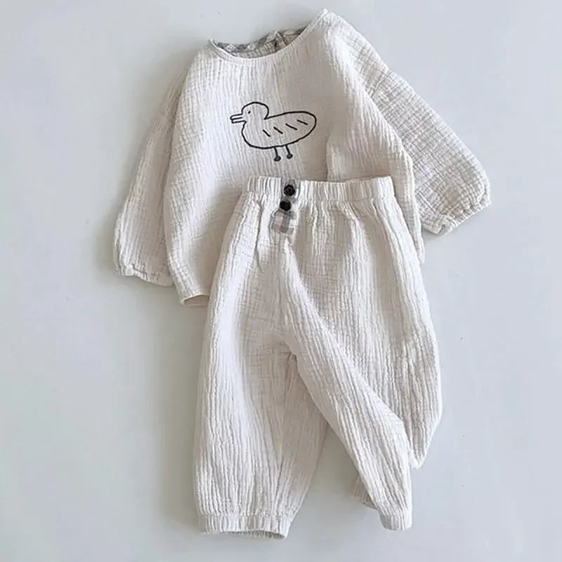LUXBaby Cartoon Casual Tops + Pants 2pc Set