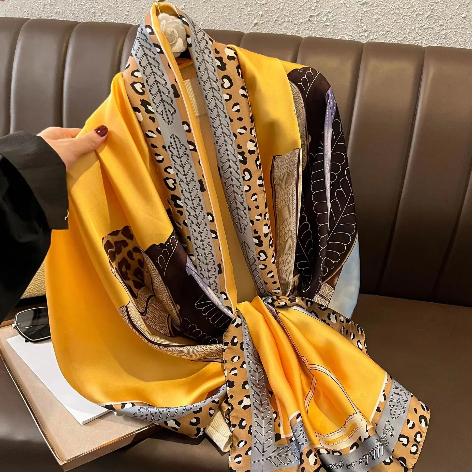 180*90cm Luxury Brand Spring Summer Autumn Women Clothing New Fashion Color matching printed silk scarf lady popular turba
