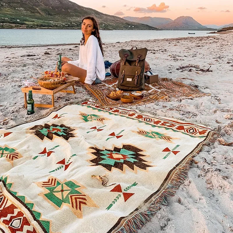 Boho Linen Picnic Blanket