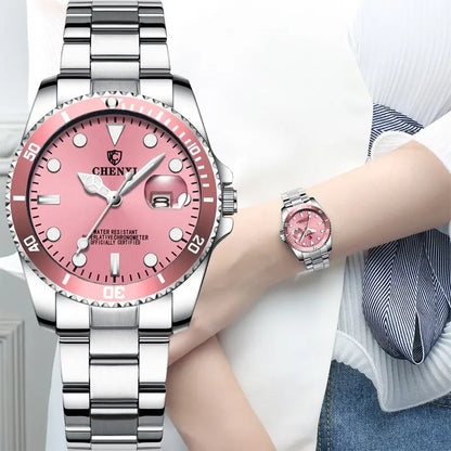Luxury Ladies Watch Stainless Steel Waterproof Watches Women Fashion Watch Pink Blue Green Dial Women Watch New