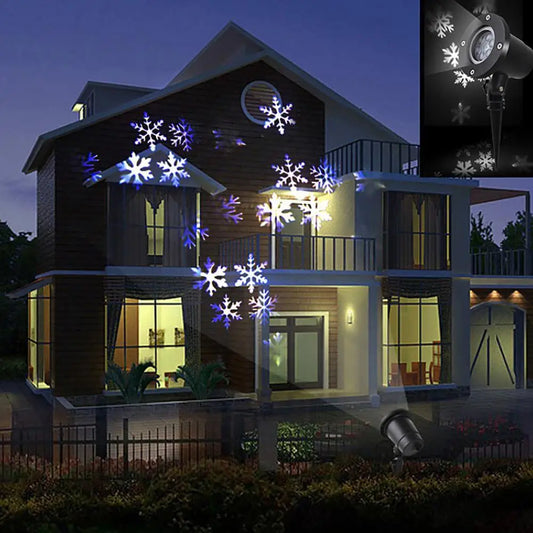 Solar Christmas Snowflake Light DJ Disco Light Outdoor Moving Snowfall Laser Projector Lamp For New Year Party Wedding Decor