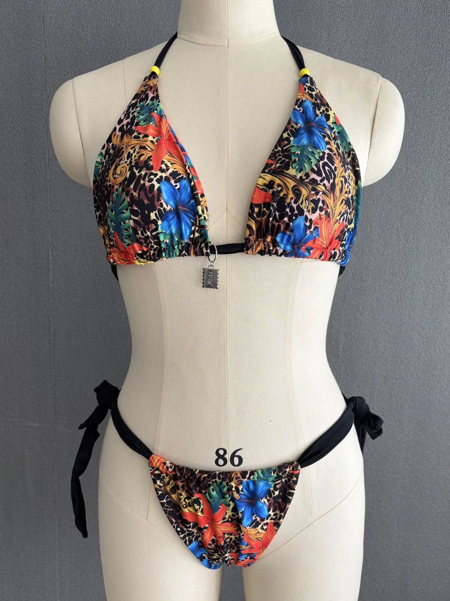 Triangle String Bikini 2025 Women Halter Swimsuit Solid Sexy Swimwear Female Bathers Bathing Swimming Swim Suit Beachwear Luxlife Brands