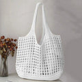 Women Crochet Tote Bag Hollow Beach Bag Large Capacity Fashion Knitted Bag Solid Color Simple Shopping Bag for Travel Vacation Luxlife Brands