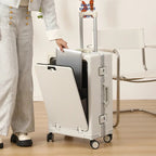 20/24 Inch Aluminum Frame Trolley Case with USB Cup Holder Large Capacity Luxlife Brands
