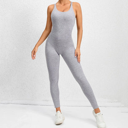 Sporty Jumpsuit Woman Fitness Gym Overalls 2023 Backless One Piece Outfit Women Romper Lycra Mono Mujer Combinaison Femme Orange LUXLIFE BRANDS