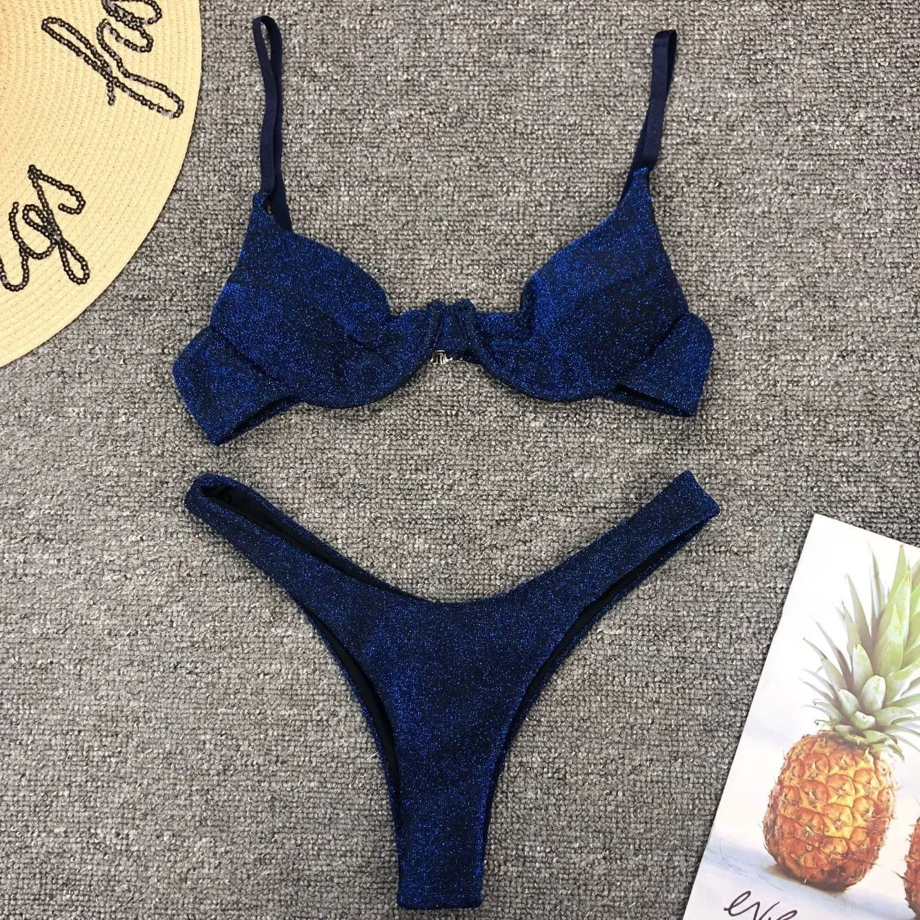Sexy Silver Glitter Bikini 2022 Swimwear Women Push Up Cut Out Underwire Thong Swimsuit Summer Brazilian Bathing Suit Biquini LUXLIFE BRANDS