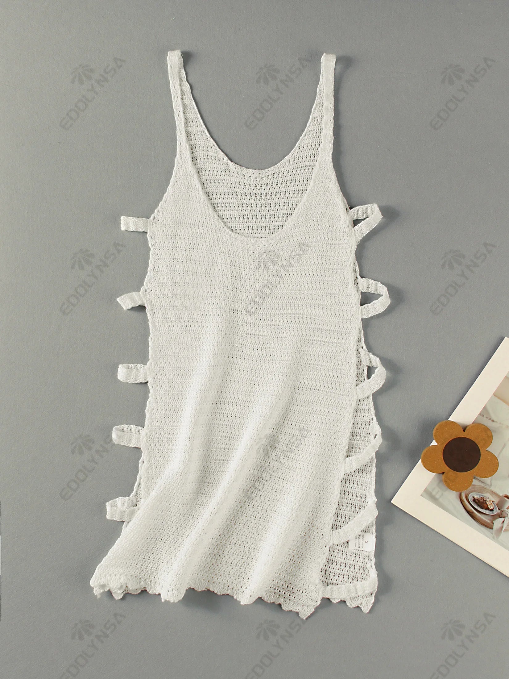 Women's Sexy U Neck Sleeveless Knit Horizontal Stripes Side Cut Out Beach Mini Dress 2025 Summer Beachwear Swimsuit Cover Up K90 Luxlife Brands