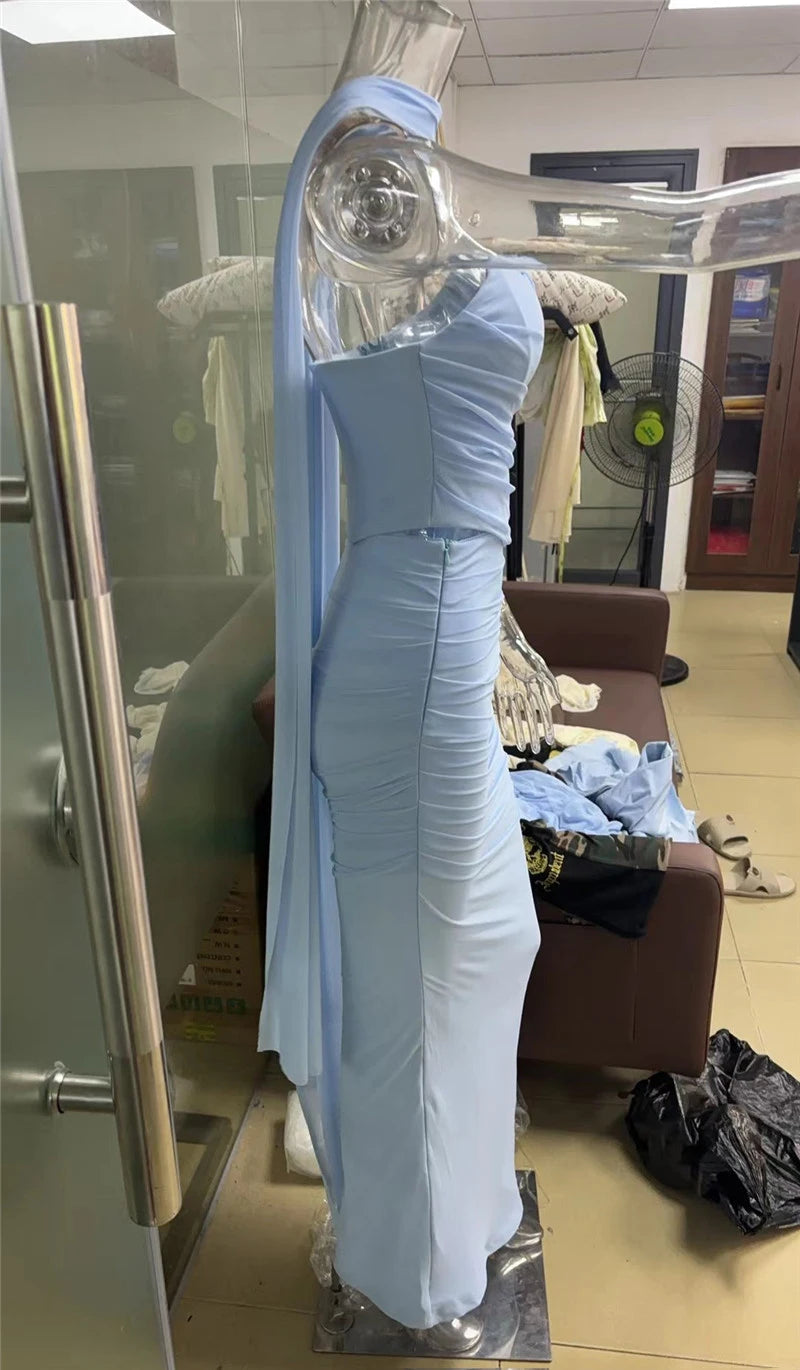 Mozision Wine Red Sexy Two Piece Sets Women Neckerchief Strapless Crop Tops And Maxi Skirt Sets Club Party Skirt Two Piece Sets Luxlife Brands