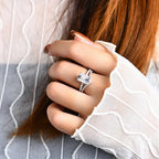 ATTAGEMS Moissanite Diamond Rings Jewelry Women Engagement Ring 925 Sterling Silver Jewelry Wedding Moissanite Band Ring Luxlife Brands