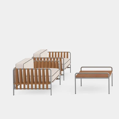 Outdoor stainless steel sofa rattan courtyard villa rain and sun coffee table combination