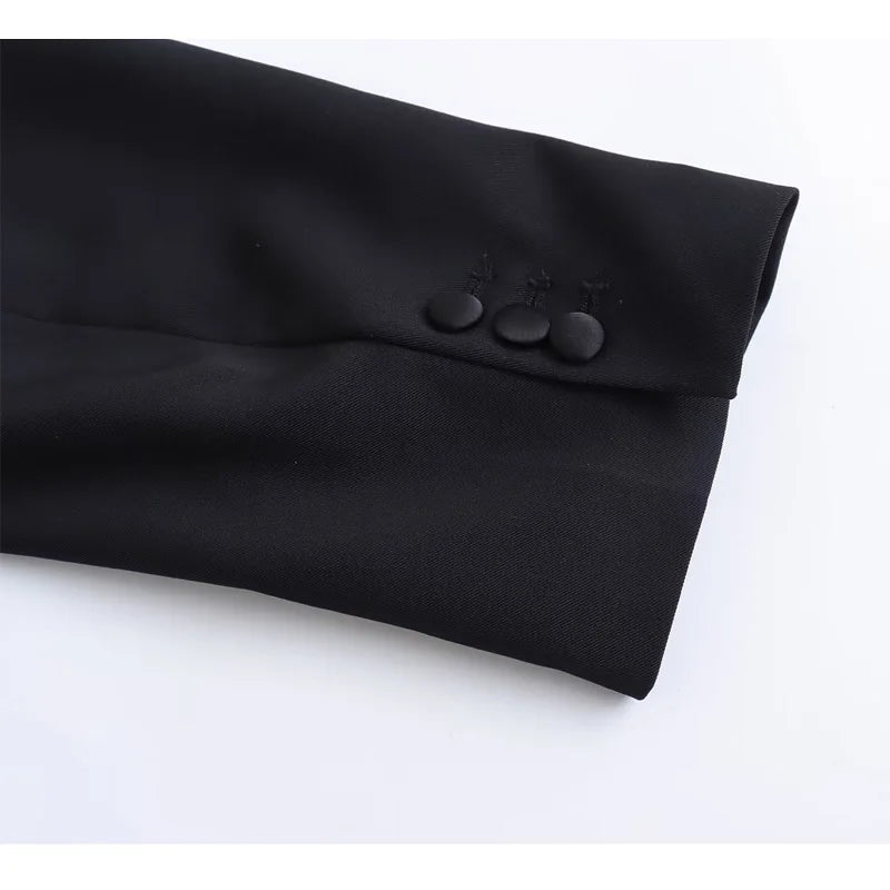 Satin Black Cropped Blazer LUXLIFE BRANDS