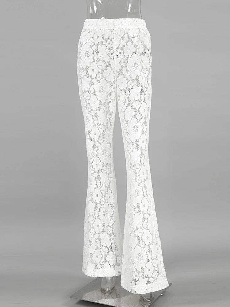 Lace High Waist Flare Beach Pants