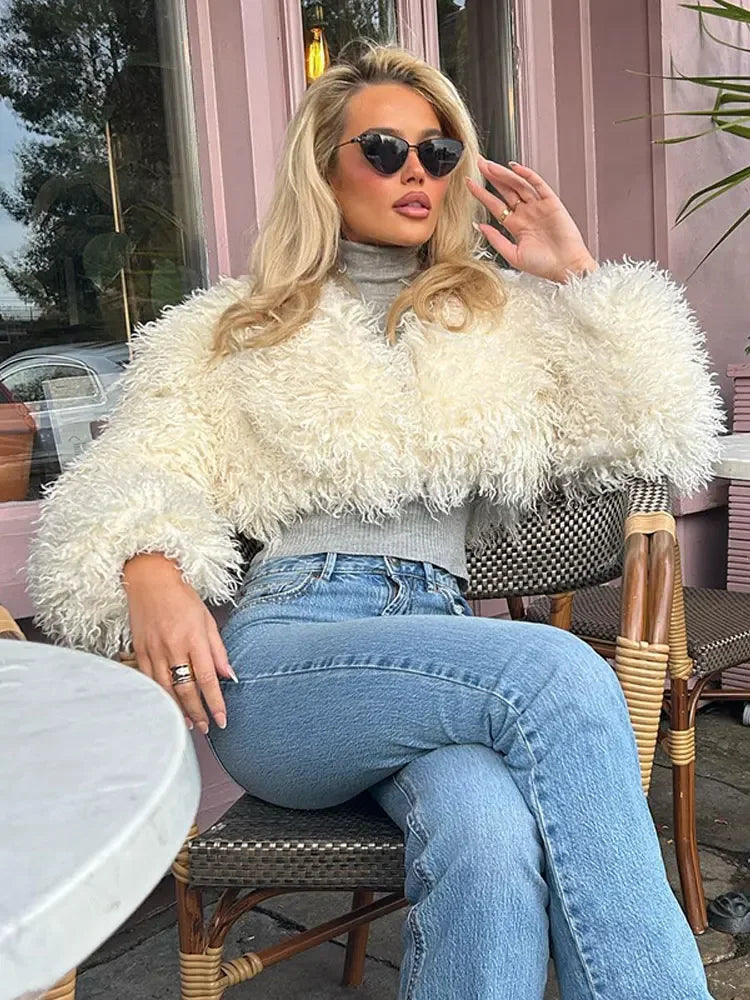 Women’s Faux Fur Cropped Jacket LUXLIFE BRANDS