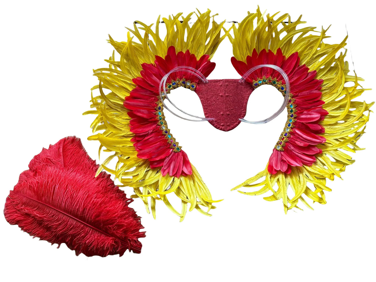 Two-Tone Feather Wing Backpiece Stage Costume Accessory