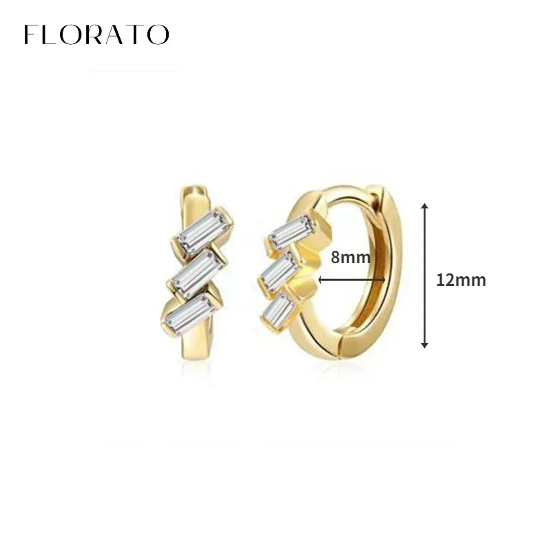 Luxury white crystal zircon earrings 925 sterling silver ear needles Hoop gold earrings For women Fashion Luxury Wedding Jewelry Luxlife Brands