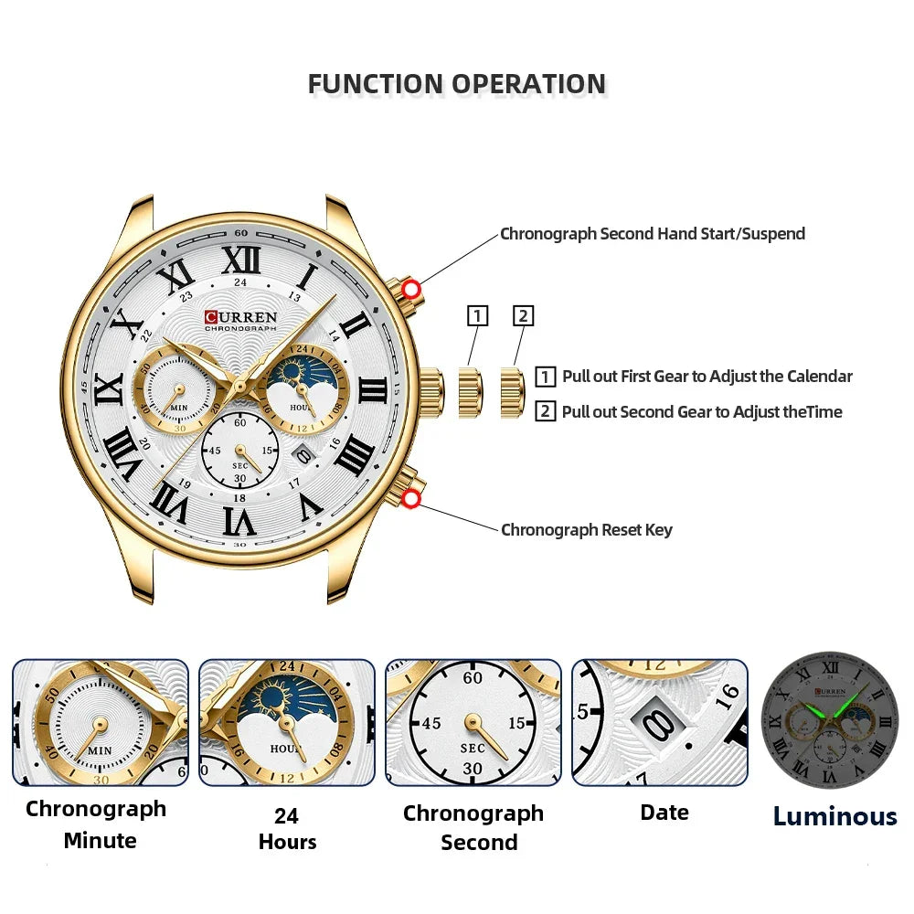 Men’s Chronograph Wristwatch with Auto Date LUXLIFE BRANDS