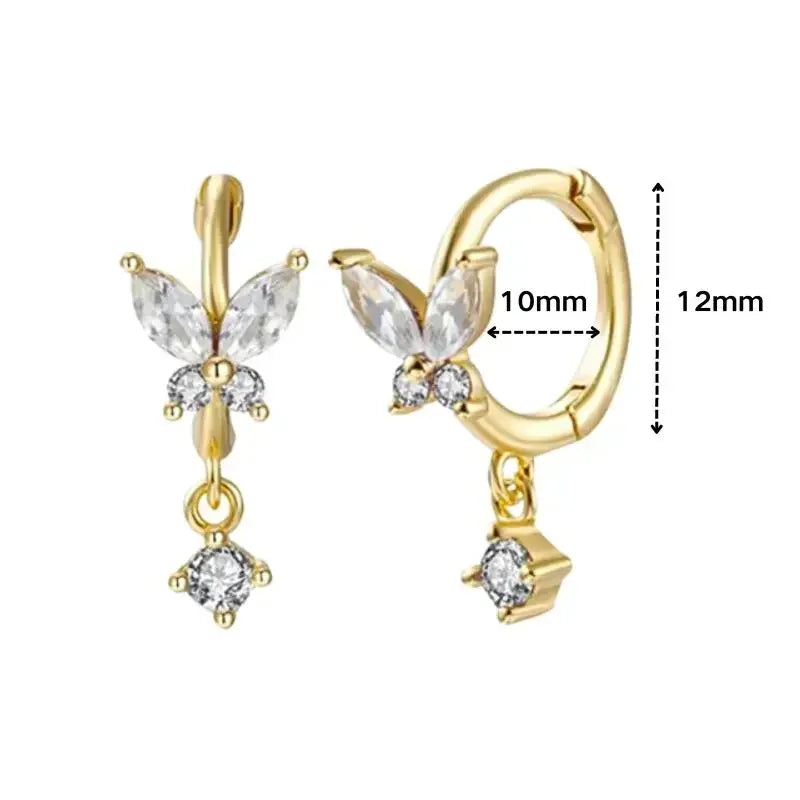 Luxury white crystal zircon earrings 925 sterling silver ear needles Hoop gold earrings For women Fashion Luxury Wedding Jewelry