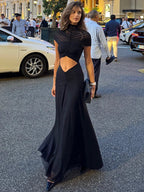 Elite Short Sleeve High Waist Maxi Party Dress Luxlife Brands