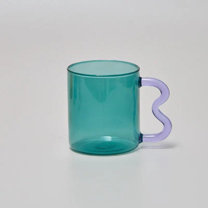 Colored Glass Cups Original Design Colorful Waved Ear Glass Mug Handmade Simple Wave Coffee Cup for Hot Water