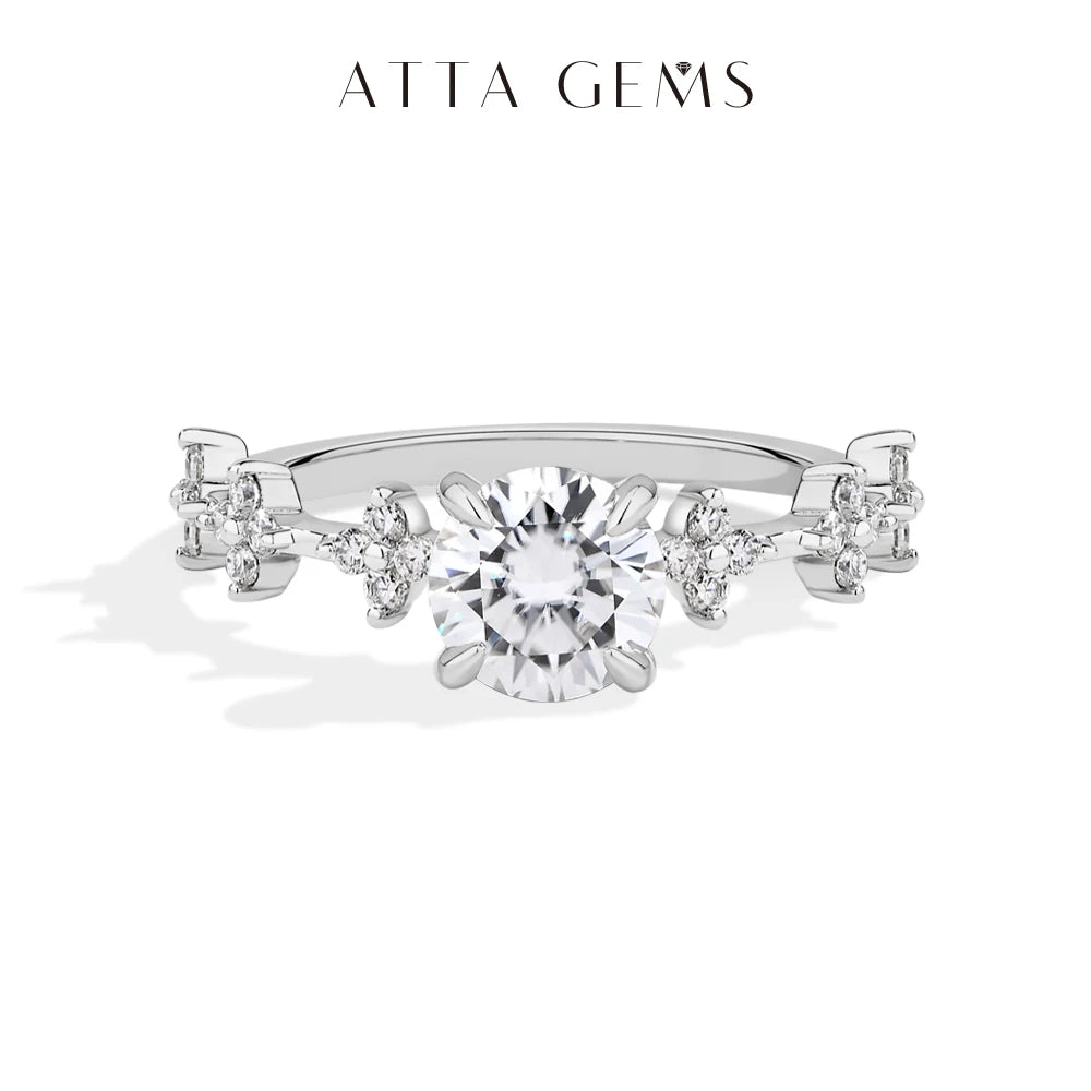 ATTAGEMS New Moissanite Ring for Women Four claws s925 Silver Rings Yellow Gold Plated Classic Anniversary Jewelry Free Shipping