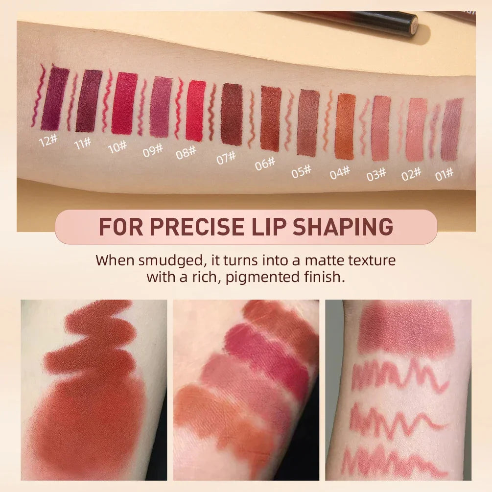 QIBEST Lipstick Pencil Waterproof Sexy Red Nude Purple Matte Tint Lipstick Lasting Lip liner Pen Longlasting Makeup Cosmetics Luxlife Brands