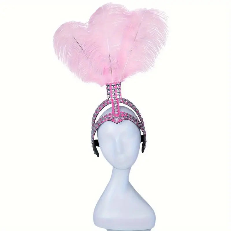 Ostrich Feathered Rhinestone Headpiece