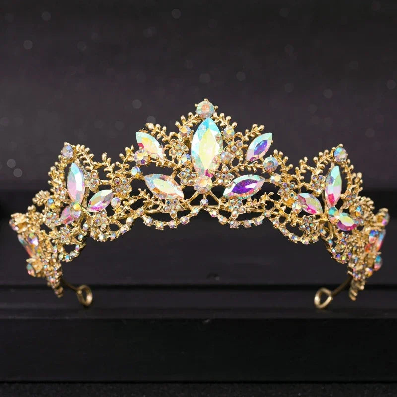 Baroque Luxury Crystal AB Bridal Crown Tiaras Light Gold Diadem Tiara for Women Bride Wedding Hair Accessories Jewelry Crown LUXLIFE BRANDS
