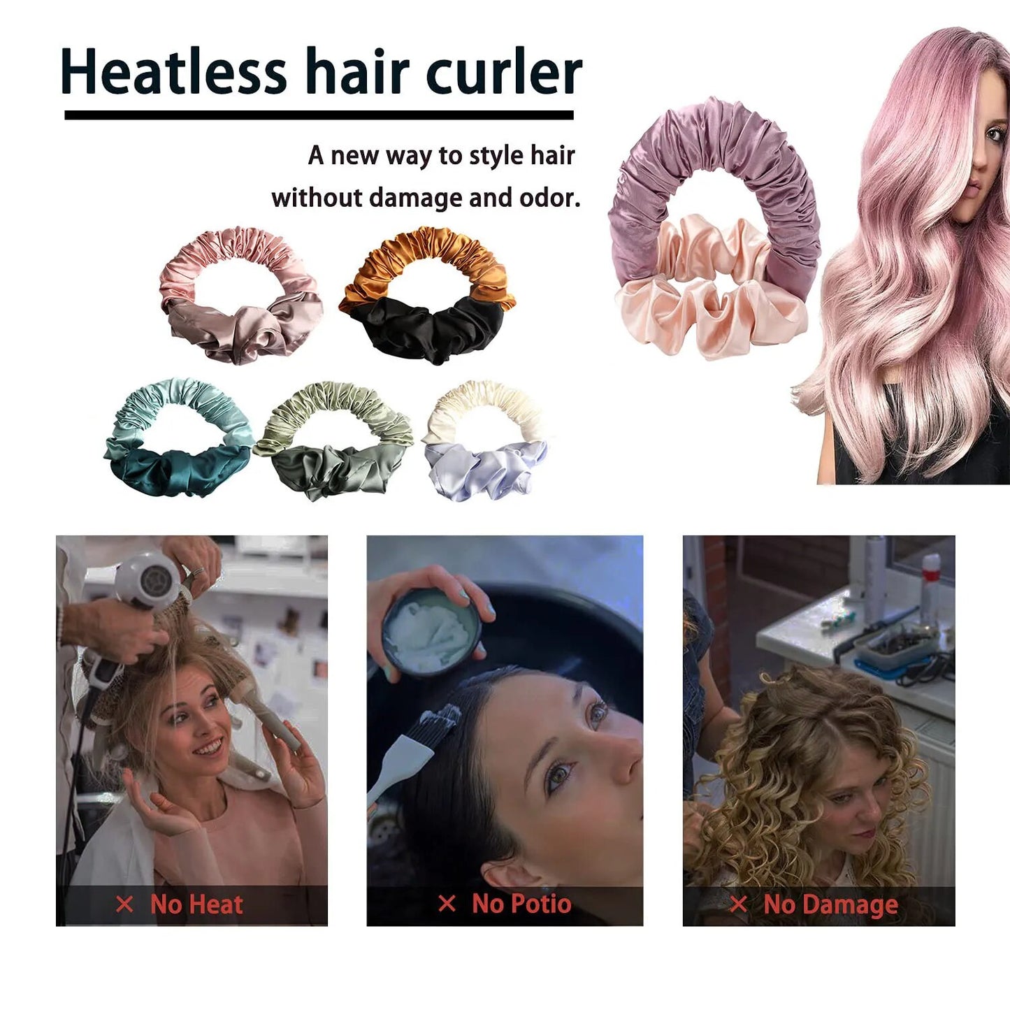 Heatless Curling Rod Headband No Heat Soft Hair Curlers Lazy Hair Rollers Sleeping Silk Curls Ties Perm Rods Hair Styling Tools LUXLIFE BRANDS