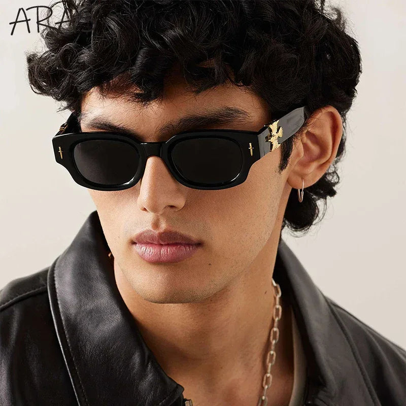 Fashion Soaring Eagle Rectangle Sunglasses Men Women 2024 Luxury Brand Vintage Punk Sun Glasses Male Small Square Shades Eyewear Luxlife Brands