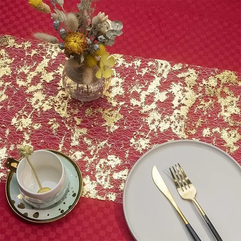 Sparkle Metallic Gold Thin Table Runner Luxlife Brands