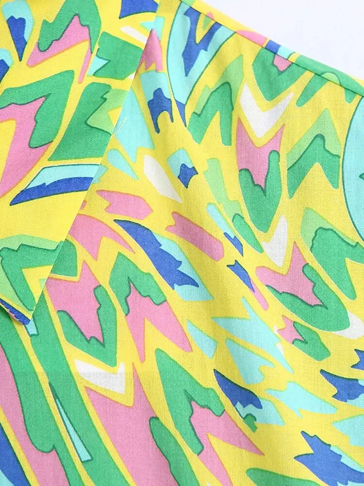 Foridol Paisley Print Shirt Dress Elegant Autumn Spring Green Dress Floral Print Boho Female Maxi Dress Long Sleeve Dress 2023