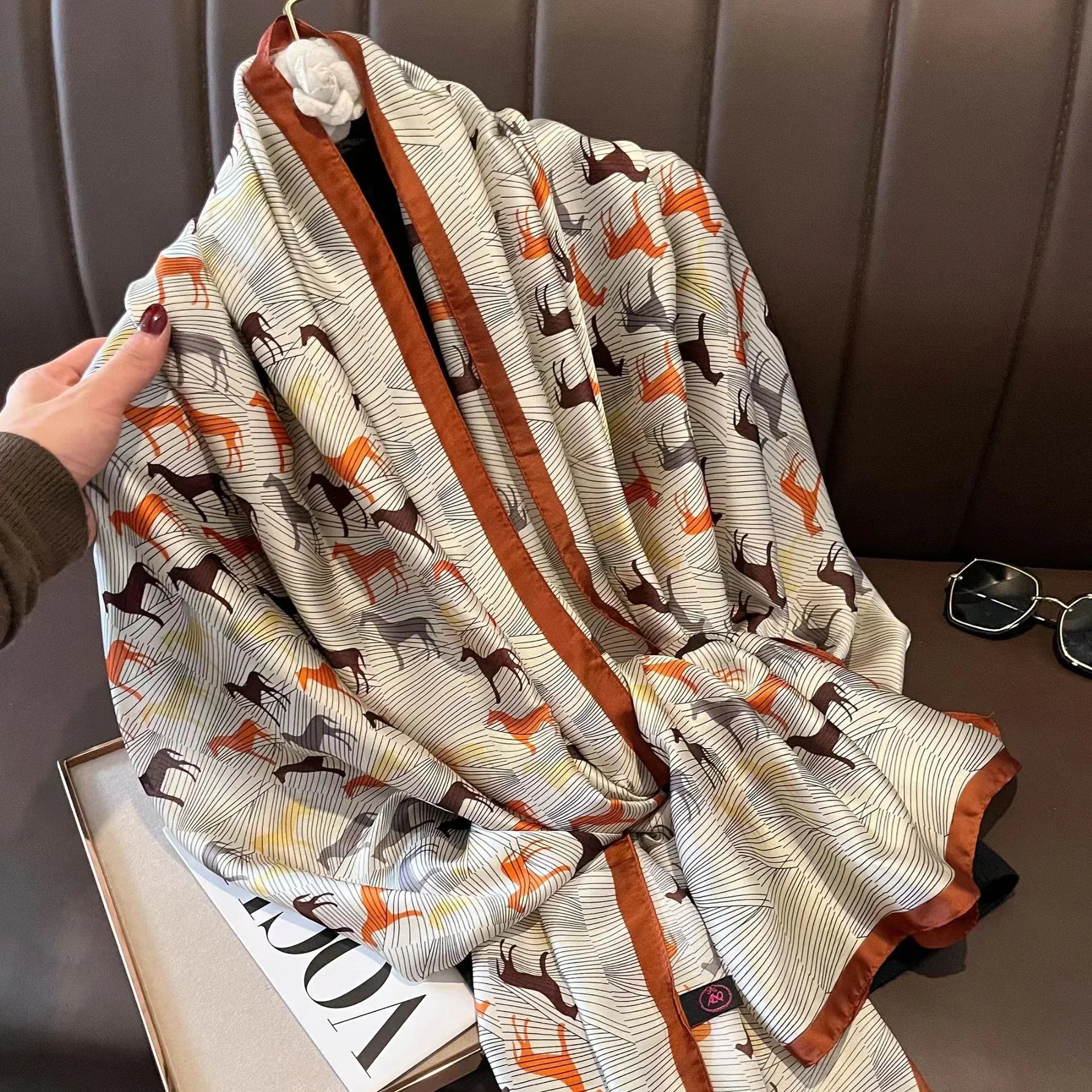 180*90cm Luxury Brand Spring Summer Autumn Women Clothing New Fashion Color matching printed silk scarf lady popular turba