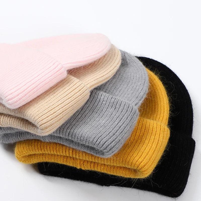 Women Winter Hat Real Rabbit Fur Winter Hats For Women Fashion Warm Beanie Hats Women Solid Adult Cover Head Cap Luxlife Brands
