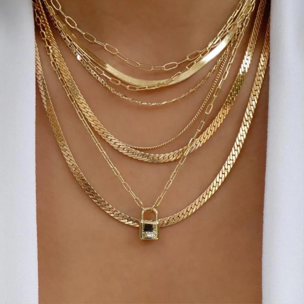 Vintage New Gold Color Multiple Styles Necklace For Women Boho Trendy Multi-Layer Crystal Pendant Necklaces Set Jewelry Gifts LUXLIFE BRANDS