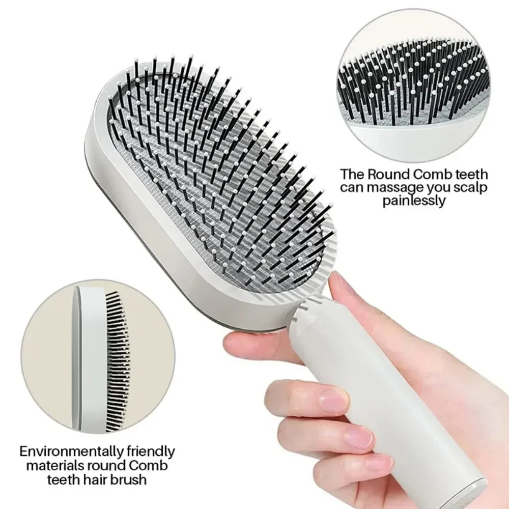 Self Cleaning Hair Brush 3D Air Cushion Massage Comb Airbag Massage Brush One-key Cleaning Detangling Hair Brush Styling Tools LUXLIFE BRANDS