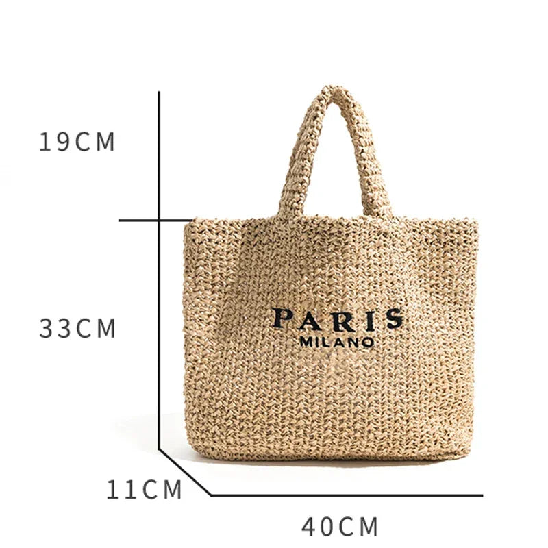 Paris Fashion Large Straw Tote LUXLIFE BRANDS