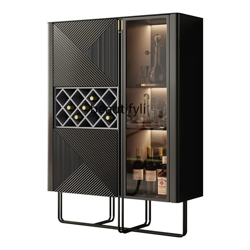 Italian Minimalist Wine Cabinet Modern Simple and Light Luxury Villa Living Room Designer Stone Plate Tall Wine Cabinet