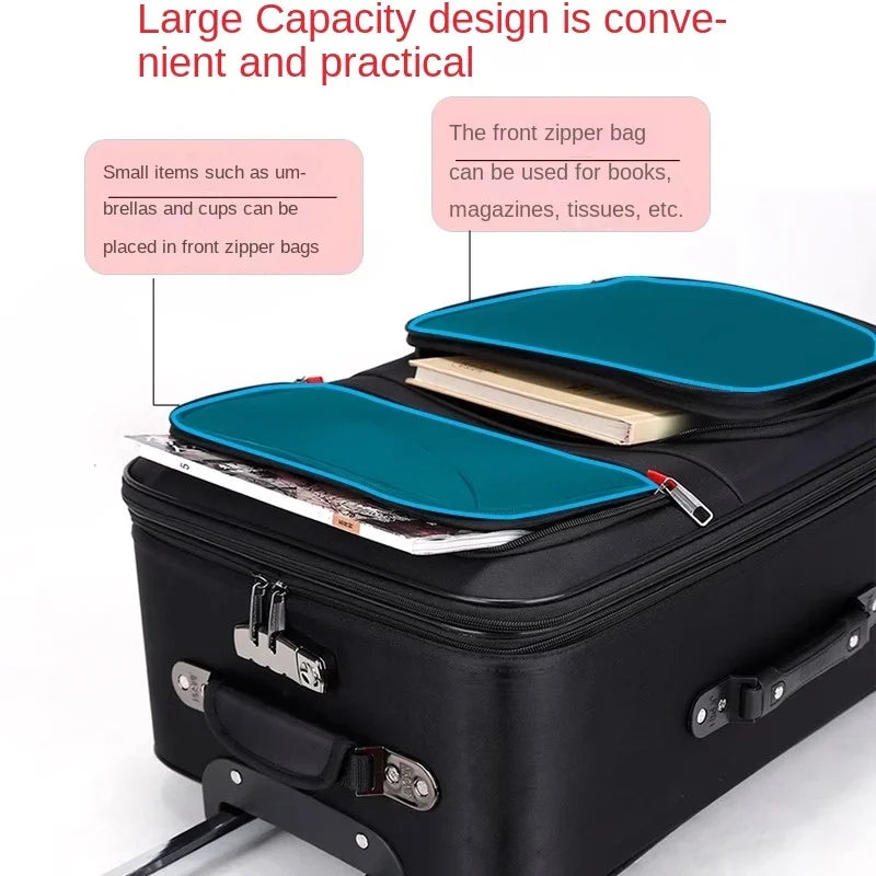 30" Large Capacity Black Luggage Waterproof Durable Trolley Case Oxford Cloth Detachable Spinner Wheel 20" Password Suitcase Luxlife Brands