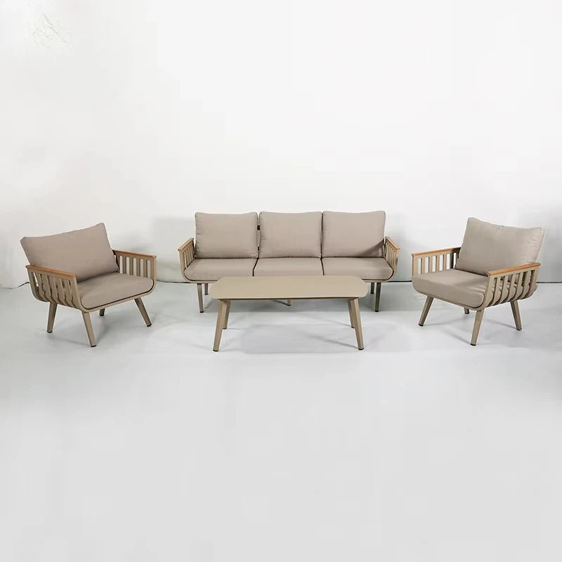 Waterproof Lounge Sofa Beige Terrace Luxury Modern Aluminum Garden Terrace Outdoor Furniture Combination Sofa Set Patio Luxlife Brands