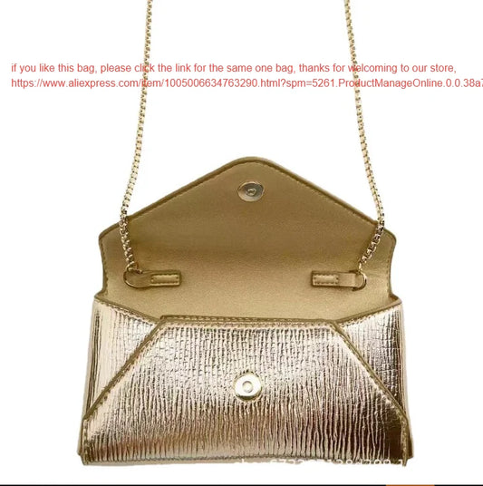 Women'S Evening Shoulder Bag Shiny Leather Clutch Purse Bling Chain Wedding Party Prom Wedding Envelope Handbag Crossbody Bag