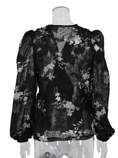 Queen B Floral Sheer Blouse