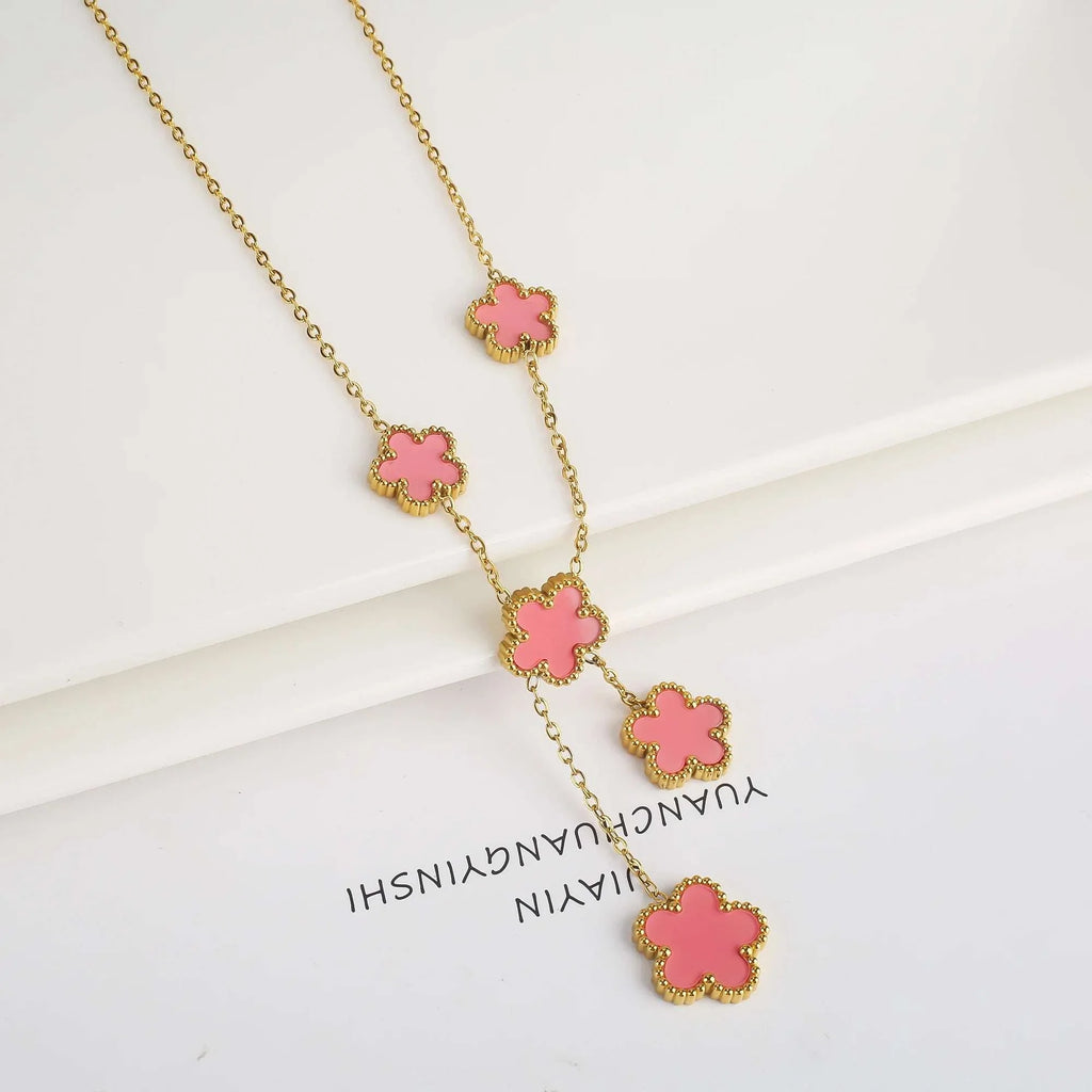 Hot Sale Stainless Steel Laser Five Leaf Flower Petal Adjustable Clover Bracelet Classic for Woman Girl Brand Jewelry Party Gift