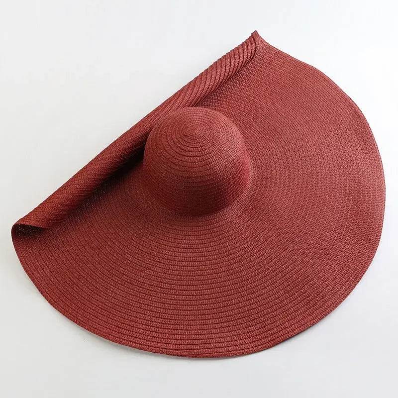 70cm Oversized Wide Brim Sun Hat Travel Large UV Protection Beach Straw Hats Women's Summer Floppy Foldable Chapeaux Wholesale