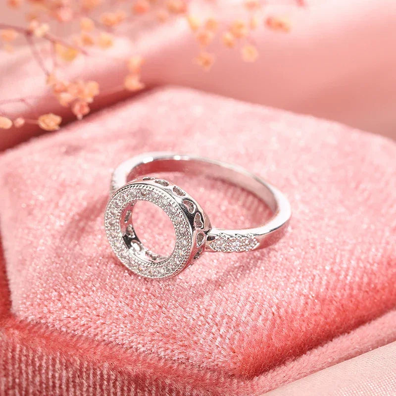 Excellent Round Zircon Ring 925 Sterling Silver AAAA Crystal Inlaid Wedding Ring Female Jewelry Wedding Bride Simple Jewelry LUXLIFE BRANDS